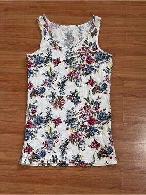 Time and Tru Floral Ribbed Tank Top XL Cottagecore